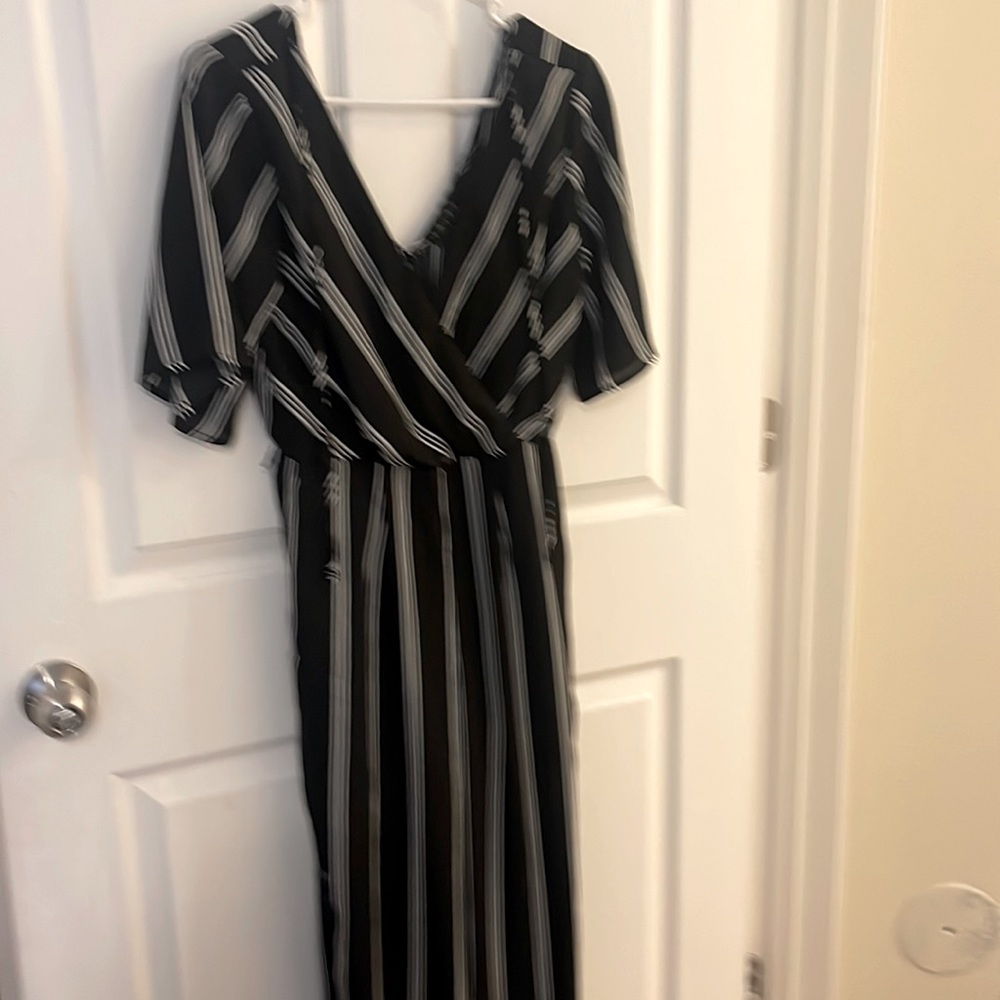 Women’s Black and White Striped Jumpsuit
